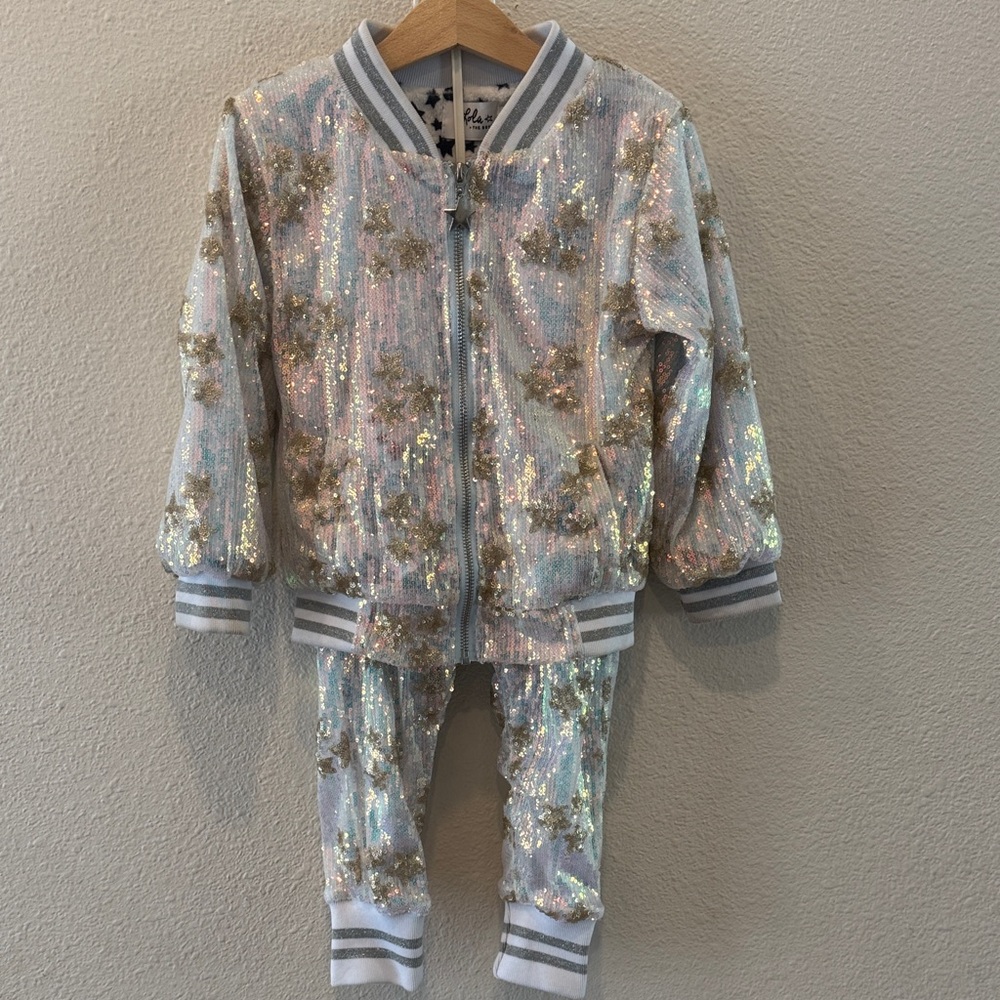 Lola + The Boys Starry Fleece Jacket and Pants set - Picture 3 of 5